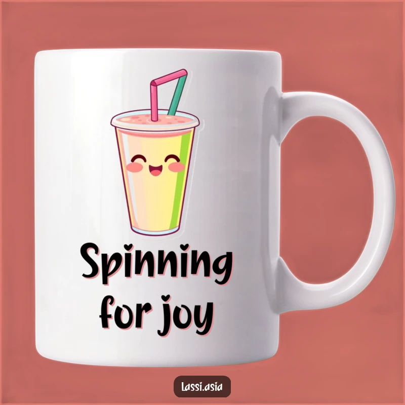 Funny Smiling Smoothie Mug: Happy Spinning Character Mug, Perfect Funny Gift