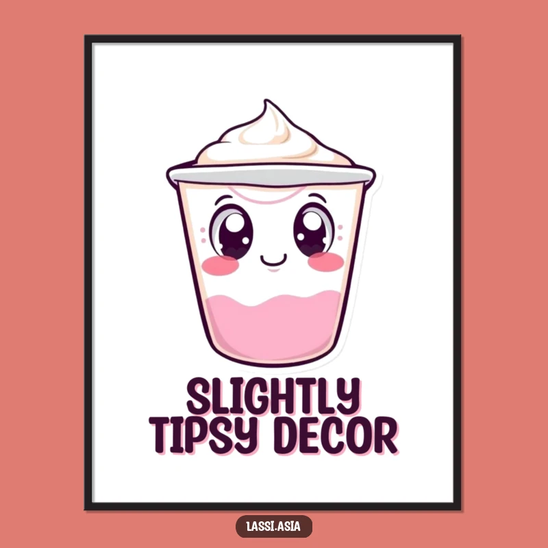 Funny Wobbling Yogurt Cup Digital Art: Instant Hilarious Tipping Decor, Perfect Gift