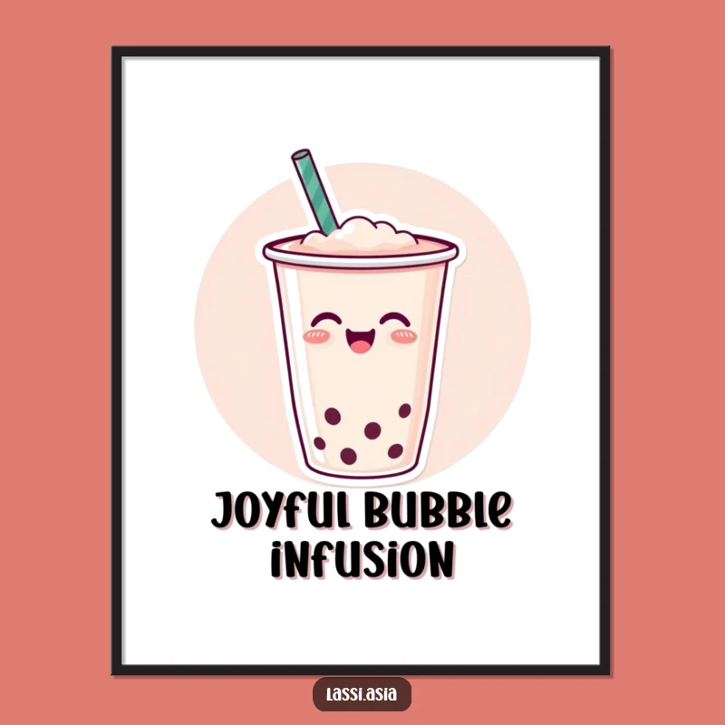 Funny Boba Tea Digital Art - Joyful Wiggle Print for Cheerful Decor