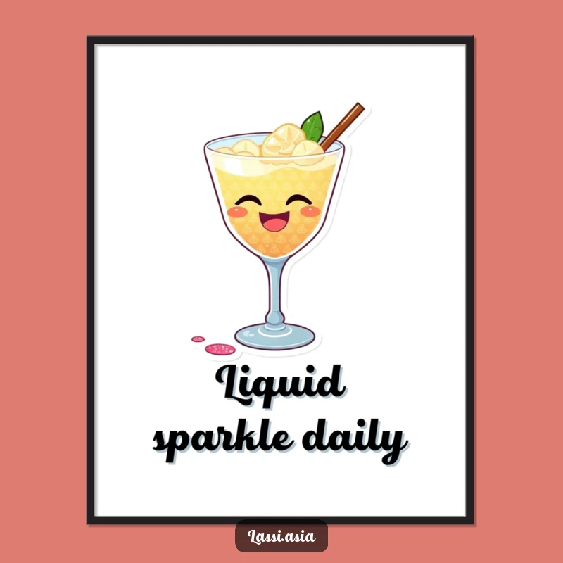 Funny Cocktail Shimmer Poster: Festive Drink Art with Humorous Spill Detail