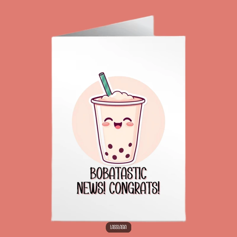 Free Printable Congrats Card: Wiggling Boba Tea, Funny & Downloadable Celebration Gift
