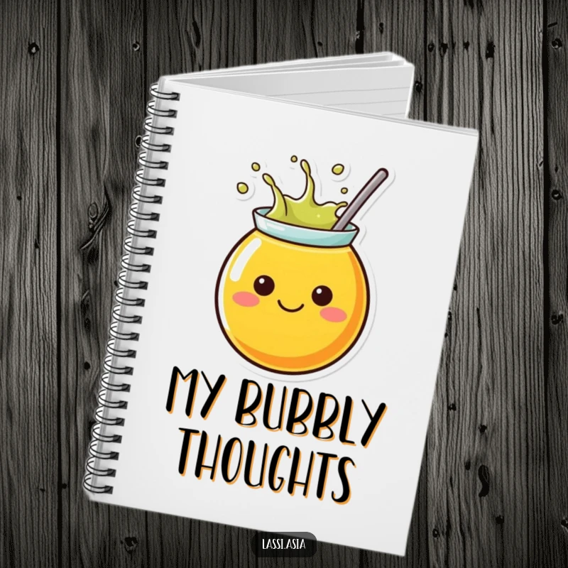 Funny juice notebook cover with a cheerful character splashing outwards, perfect for capturing bubbly thoughts.