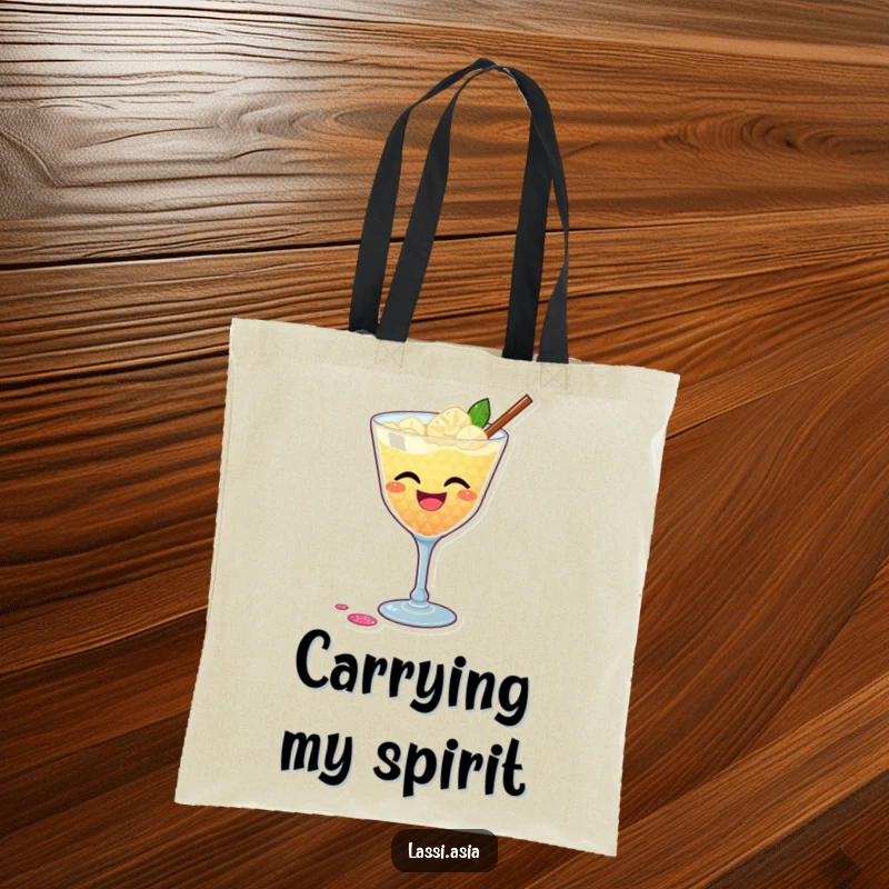 Funny tote bag with a laughing cocktail and glittery shimmer, playfully spilling, designed for stylish and humorous everyday use.
