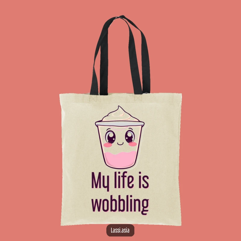 Funny Wobbling Yogurt Cup Tote Bag: Chic Tipping Design, Ideal Funny Gift Tote